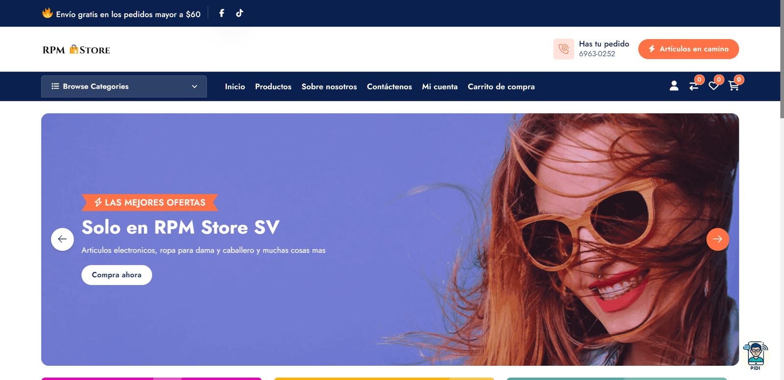 Screenshot of RPM Store website